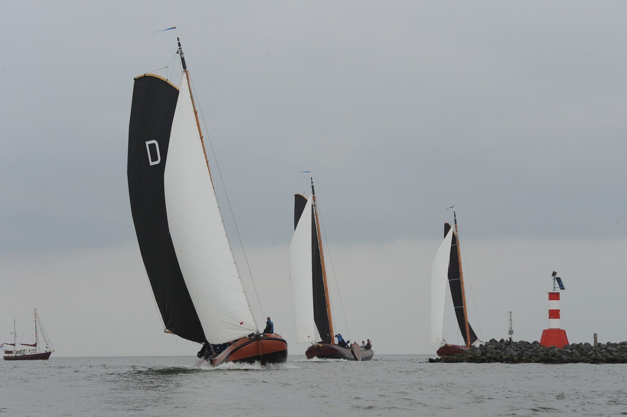 Skûtsjes in actie voor de kust van Enkhuizen