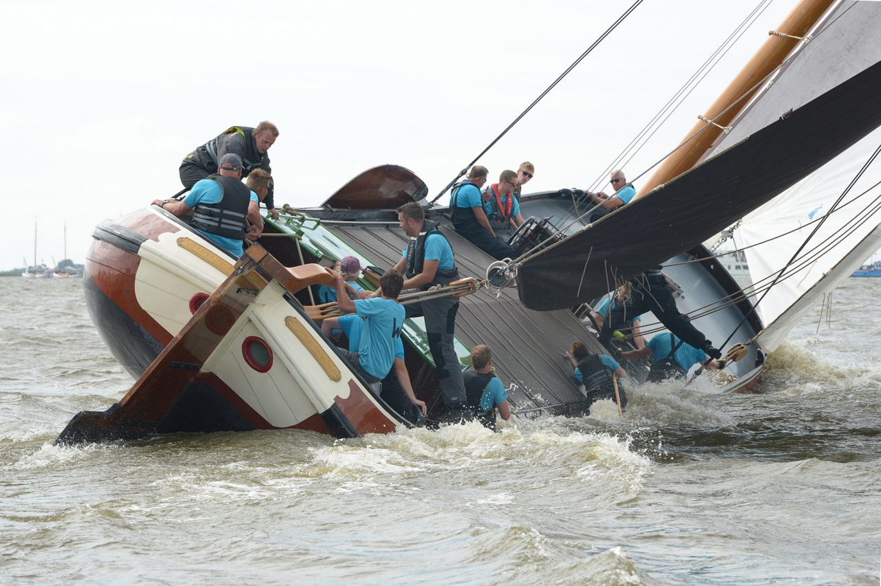 Schipper Teake Klaas van der Meulen tijdens de wedstrijd bij Woudsend, 2019