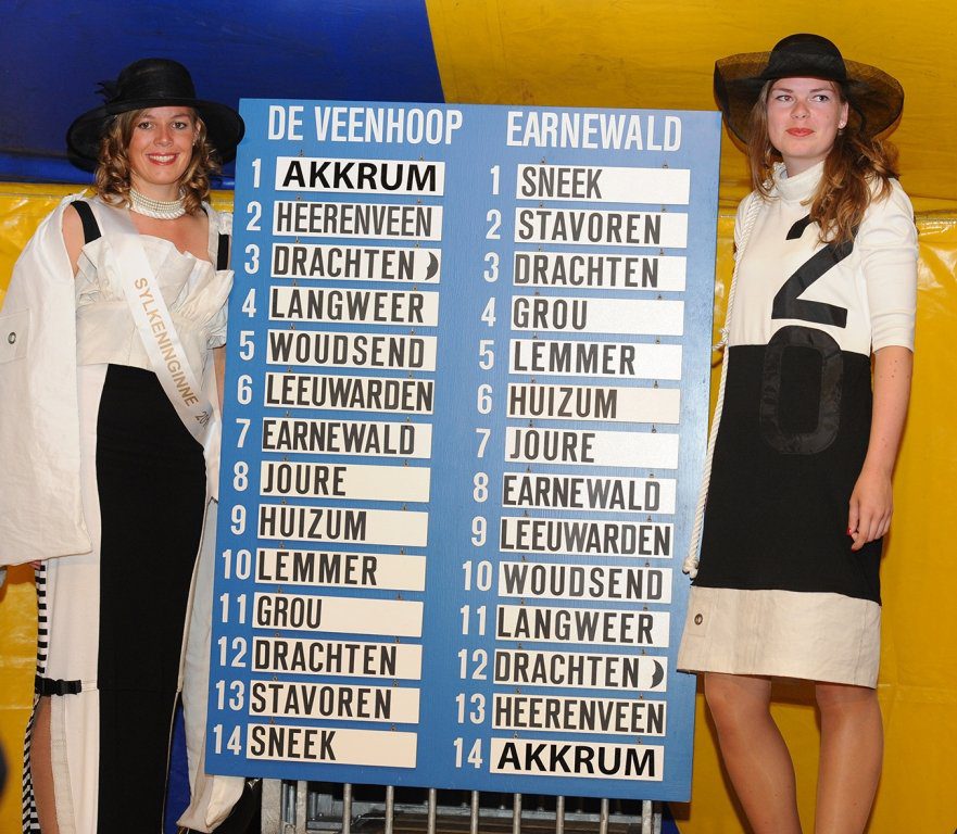 Sylkeninginne Nynke Sinnema en haar hofdame Hanneke Visser naast de volledige lotingsuitslag